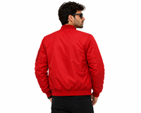 Blouson Bomber d'Hiver Rouge Personnalisé pour Hommes, Col Montant, Logo Frontal, Léger, Coupe-Vent, en Polyester, Décontracté, Vente en Gros OEM/ODM