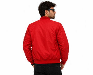 Chaqueta Bomber Roja de Invierno Personalizada al por Mayor para Hombre, Ligera, Informal, con Logotipo Bordado Personalizado, Fabricación OEM/ODM - Product Image 4