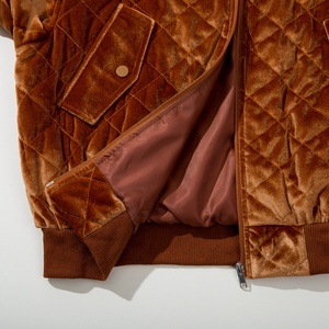 Ensemble deux pièces matelassé en velours pour femme, col rond, fermeture éclair, décontracté, pour l'automne, coupe régulière, manches longues, longueur au-dessus du genou - Product Image 5