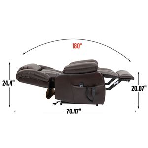 Poltrona Reclinabile Elettrica Marrone Medio, Capacità 350 LBS, Doppio Motore, Posizione Infinita, Massaggio a Vibrazione a 8 Punti, per Ospedali - Product Image 5