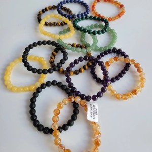 Black Tourmaline Polished Gemstone <b>Bracelet</b> Men Boys Free Sized Natural <b>Crystal</b> Bead Elastic Protection Stone Gift Kids Teens - Product Image 4