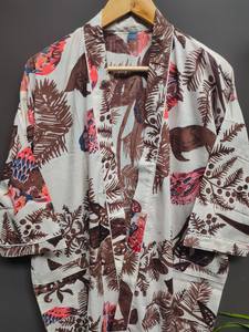 Bata Kimono de Algodón Suave Transpirable con Estampado de Bloques y Dibujos Animados Naaz Textile para Mujer, Camisón de Verano Hecho a Mano ODM con Cuello en V hasta la Rodilla - Product Image 4