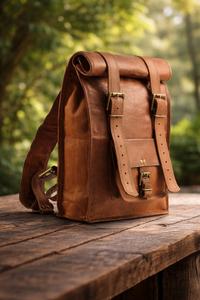 Mochila enrollable de cuero genuino negro, bolso urbano para portátil, mochila de viaje de piel de vaca para hombre, diseño impermeable LTBP-0077 - Product Image 3