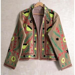 Boho Indian Velvet Suzani Jacket Embroidered Long Sleeve Designer Jacket Women Handmade Ethnic <b>Coat</b> - Product Image 1