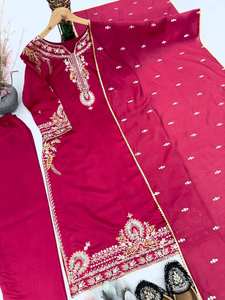 Ensemble de 3 pièces de luxe pour femme en soie romaine, broderie lourde et travail de sequins, idéal pour l'Aïd et les cadeaux (vente en gros) - Product Image 4