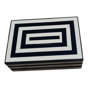 Organizador de Joyas de Resina Hecho a Mano de Primera Calidad - FASHION CRAFT Rectángulo Azul Marino Pulido - Regalo Perfecto y Decoración para el Hogar - Product Image 5