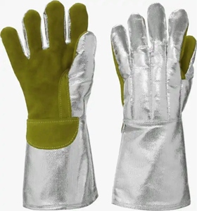 High Temperature Aluminized Cow Split Leather <b>Fire</b> Fighting Gloves Industrial Safety Heat Resistant Work Welders Long Gloves - Product Image 4