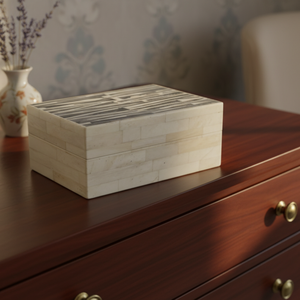 Luxury Bone Inlay Jewelry <b>Box</b> Striped Design Handmade | Decorative Storage Organizer Keepsake <b>Gift</b> Case Home Use Premium Elegant - Product Image 2