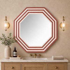Handcrafted Art Deco Resin <b>Lightweight</b> Rectangular Wall <b>Mirror</b> with Geometric Chevron Pattern - Product Image 1