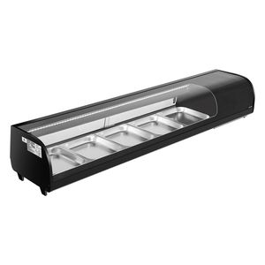 Vitrine Réfrigérée Commerciale pour Sushi de 2,9 pi³ avec 5 Bacs, Présentoir de Comptoir en Verre Courbé, Éclairage LED, Congélateurs et Réfrigérateurs - Product Image 1