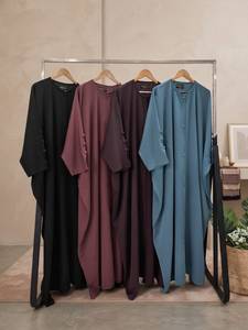 Wholesale Beaded Sequined Solid <b>Eid</b> V Neck Lightweight Breathable Polyester Floor Length <b>Long</b> Sleeve Handmade Modest Muslim - Product Image 5