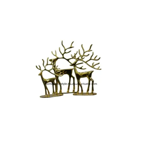 Trending Customised Aluminium Gold Plated Set of 3 pcs Indoor Christmas decoration deer For Hotel House and tableware decoration