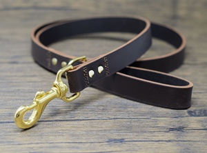 Laisse pour chien en cuir véritable, poignée courte, robuste, durable, laisse d'entraînement solide, laisse pour animaux de compagnie, fournisseur OEM en gros - Product Image 3