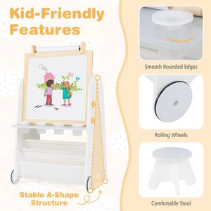 4-in-1 <b>Toddler</b> Easel <b>Activity</b> <b>Table</b> Set Includes Magnetic Whiteboard and Chalkboard - Product Image 4