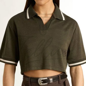 Camiseta Polo Corta para Mujer, Cuello en V, Manga Corta, Estilo Casual, Personalizable con Logotipo, Nueva y Elegante - Product Image 6