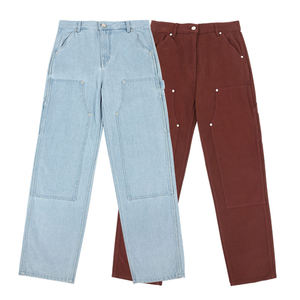 Pantalones Cargo de Mezclilla Vintage Lavada Personalizados al por Mayor para Hombre, Estilo Urbano, Corte Recto y Holgado - Product Image 1