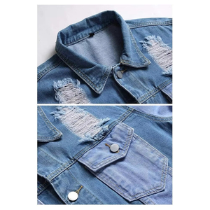 Winter Wear Men's <b>Denim</b> <b>Jackets</b> Solid Color <b>Custom</b> OEM Service Latest Style Plain Dyed High Quality Front Logo - Product Image 6
