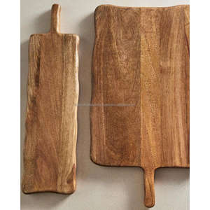 Ensemble de 2 planches à découper portugaises, planches à pizza et à fromage, faites à la main en acacia véritable, planches à découper et plats de service, conformes aux normes alimentaires. - Product Image 1