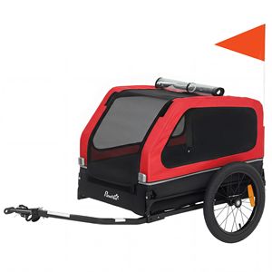 Universal Bicycle Coupler Dog <b>Bike</b> <b>Trailer</b> Flip Down Ramp Tailgate <b>for</b> Small and Medium Sized Dogs Red Pet Carrier - Product Image 1