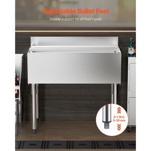 Contenitore per Ghiaccio Commerciale in Acciaio Inox da 95,3 L con Coperchio Scorrevole e Portabottiglie 35,9 X 19 X 37 Pollici - Product Image 4