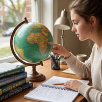 Globe de bureau exécutif haut de gamme avec carte du monde détaillée |   Globe éducatif en aluminium et plastique pour table d'étude et décoration intérieure