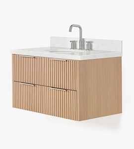 Mueble de Baño Lydia de 36 Pulgadas Hecho a Medida, Solo Mueble con Lavabo Individual, Roble Natural, Fabricante OEM de Vietnam - Product Image 2
