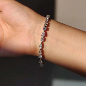 RB <b>Gems</b> Children's VVS Moissanite Tennis <b>Bracelet</b> 925 Sterling Silver Iced Cluster Geometric Diamond Link Multi-Shape Mixed Cut - Product Image 4