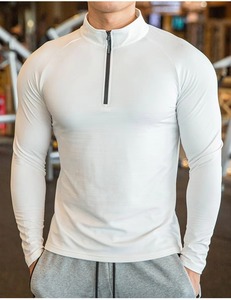 Men's Navy Blue Long Sleeve Zipper Neck Sporty Casual <b>Shirt</b> Quick Dry Knitted Fabric Autumn Wear - Product Image 4