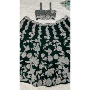 Lehenga Choli de Fiesta para Mujer de Diseñador con Trabajo de Lentejuelas Arcoíris - Product Image 3