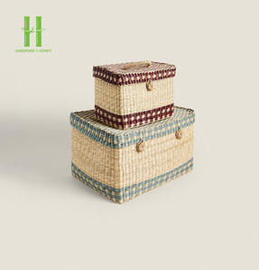 Nouveau panier de rangement rond panier de rangement en jonc de mer tissé noir nouveau panier à linge design de HNH Craft - Product Image 5