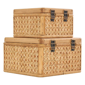 High Quality Rattan Storage Organizer Box <b>with</b> <b>Lid</b> Wicker <b>Basket</b> Natural Home Decor Wholesale OEM Made in Vietnam - Product Image 2