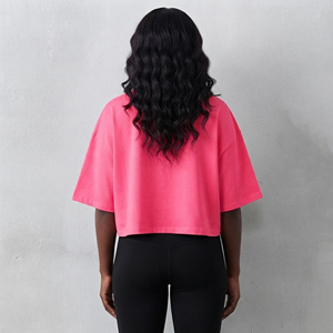 T-shirt femme OEM Streetwear à épaules tombantes, 100% coton fin, col rond, haute qualité, respirant, écologique, logo personnalisé - Product Image 3
