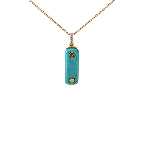 จี้สร้อยคอรูปแท่งพลอยเทอร์ควอยซ์ธรรมชาติ ดีไซน์เกลียวเคลือบทอง 18K เครื่องประดับสไตล์โมเดิร์น ของขวัญแต่งงานสุดอินเทรนด์ - Product Image 1