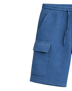 Pantalones Cortos Cargo Azul Cielo para Hombre, Cintura Elástica con Cordón, Estilo Casual Urbano, Múltiples Bolsillos, Pantalones Cortos de Verano, Logotipo Personalizado, Fabricante OEM - Product Image 3