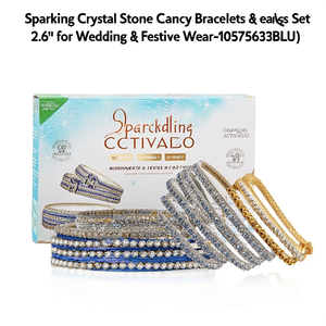 Sparkling Crystal Stone Fancy Bracelets & <b>Bangles</b> <b>Set</b> 2.6\" for Wedding & Festive Wear-10575633BLU - Product Image 2