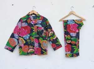 Pijamas de Algodón con Estampado Floral de 2 Piezas para Mujer, Manga Larga, Cuello Camisero, Ropa de Dormir Informal para Primavera - Product Image 3