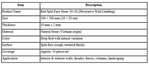 Revestimiento de Pared de Piedra Roja con Aspecto Dividido 10×20 – CTS-DOT-TN-13 - Product Image 4