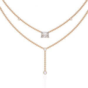 Collar de Diamantes Cultivados en Laboratorio con Certificación IGI, Chapado en Oro Rosa, Corte Brillante, Piedra Central, Estilo Vintage, Regalo de Compromiso, Unisex, Uso Diario - Product Image 1