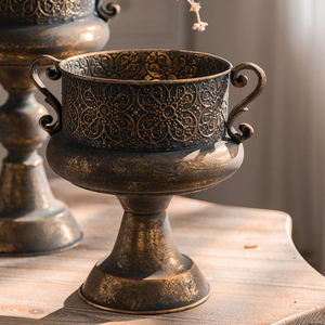 Jarrón de Metal Antiguo para Flores, Maceta de Bronce Vintage, Maceta de Hierro Retro para Jardín, Centro de Mesa Decorativo para Bodas, Soporte de Lujo para Cuenco de Mesa - Product Image 2