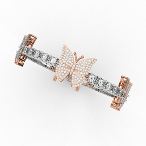 กำไลข้อมือรูปผีเสื้อเพชรเลี้ยงในห้องปฏิบัติการทรงบริลเลียนท์ ทองคำแท้ 14 กะรัต คลาสสิกสำหรับผู้หญิง RIZTA JEWELS รับรองโดย IGI สำหรับวันครบรอบ - Product Image 4