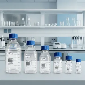 Botellas de Laboratorio Graduadas de Borosilicato de Alta Calidad MAYALAB con Tapa Azul 1000ml/500ml/250ml/100ml/50ml/80ml para Consumibles de Química de Laboratorio - Product Image 4
