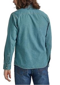 Camisas de Hombre de Manga Larga, Estilo Safari, de Algodón y Mezclilla, Transpirables, Color Azul, Lavadas, Corte Casual - Product Image 6