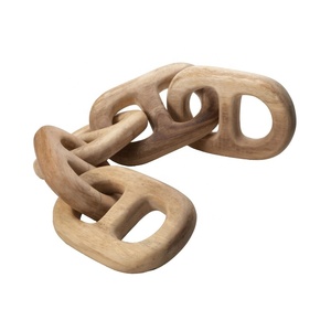Cadena de eslabones decorativa de madera de pino Mango de estilo antiguo, diseño de escultura Natural para interiores de oficina en casa, regalo con acabado pulido - Product Image 1