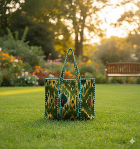 Bolso de Mano Personalizado Green Lady, Reversible, Estilo Bohemio Vintage, de Terciopelo Ligero, para Verano, de 18 Pulgadas, para Compras y Viajes, de Lona - Product Image 2