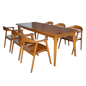 Ensemble de table et de chaises à manger en bois écologique minimaliste moderne, meubles de salle à manger rectangulaires pour la maison, l'appartement, la villa, l'hôtel - Product Image 1