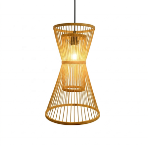 Lustre de plafond en osier écologique sur mesure, grand modèle, avec abat-jour en bambou et rotin pour la décoration - Product Image 1