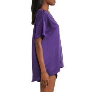 Conjunto de Pijama de Dos Piezas de Manga Corta en Color Personalizado, Ropa de Dormir de Seda y Satén Cómoda, Diseño Personalizado, Pantalones y Camiseta para Mujer - Product Image 3