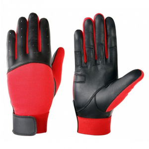 Guantes de Béisbol de Cuero Work N Shine, Rojos y Negros, Ambidiestros, de Secado Rápido, Tejido de Punto Resistente, Cierre de Gancho y Bucle para Adultos - Product Image 1