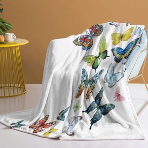 Coperta in pile di flanella con farfalle colorate, morbida e leggera, per divano, ufficio, letto, viaggi, multiuso - Product Image 1
