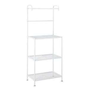 HODELY Scaffale da Cucina in Ferro Battuto Bianco a 4 Ripiani con Griglia Metallica - Product Image 1